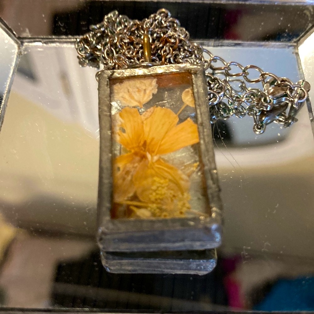 Pressed dried flower necklace